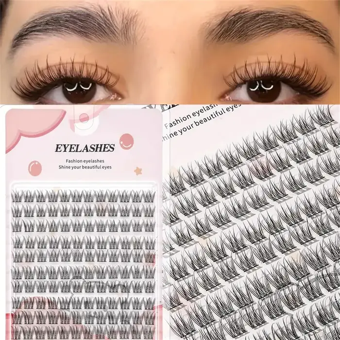 120 faux cils, style dessin animé, aspect naturel, denses et moelleux, design croisé pour des bouque