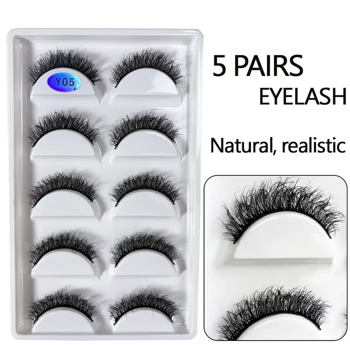 NOUVEAU Lot de 5 paires de faux cils 3D Y08 en vison naturel, style volumineux, pour maquillage, faux cils, faux cilios, outils de beauté