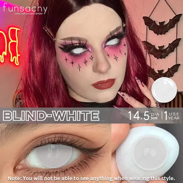 FUNSACHY Cosplay lentilles noires aveugles Anime lentille de couleur des yeux blancs