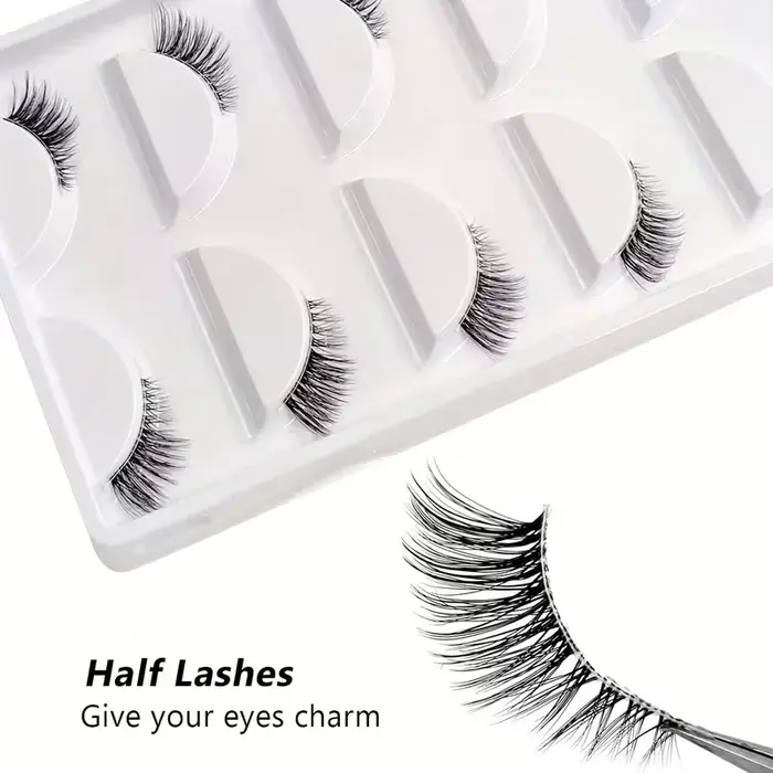5 paires de demi-cils bouclés à l'aspect naturel - Ajoutez du volume et de la définition à vos yeux