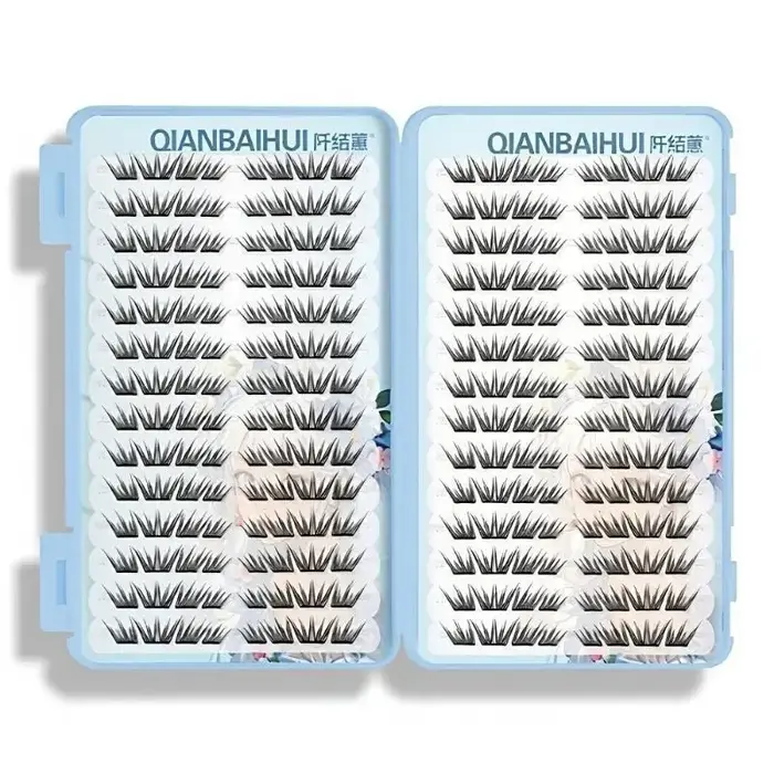Extensions de cils individuels en grappe, style Manga Fox Eye, volumineuses, épaisses, coniques, segmentées, pour un effet de volume et d'agrandissement des yeux
