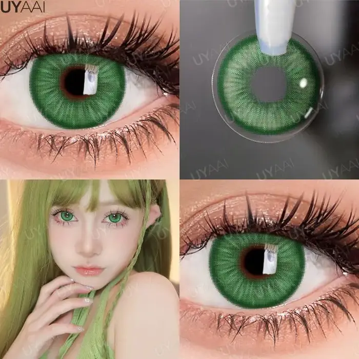 UYAAI 1 paire vert Cosplay élèves colorés pour les yeux lentilles de Contact haute qualité