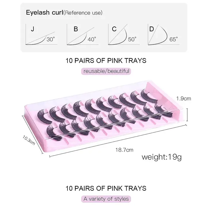 Faux cils à bande russe, extension pour les yeux, 10 paires
