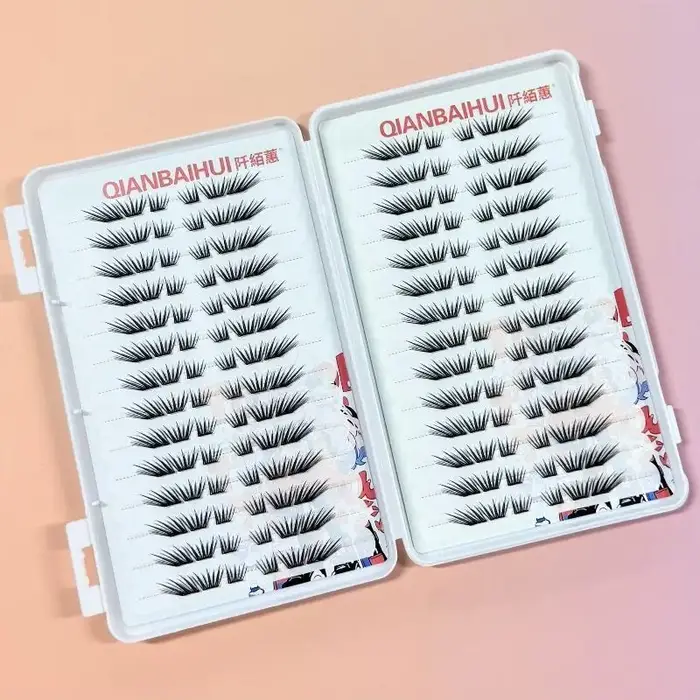 Extensions de cils individuels en grappe, style Manga Fox Eye, volumineuses, épaisses, coniques, segmentées, pour un effet de volume et d'agrandissement des yeux