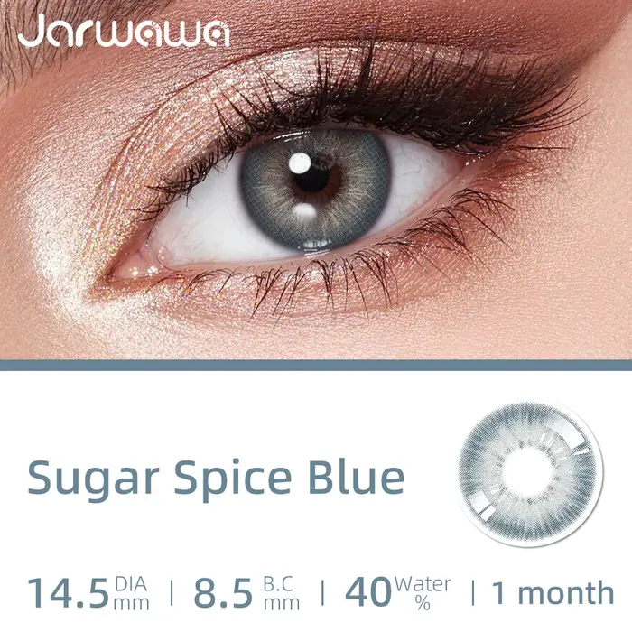 JARWAWA 1 Paire Lentilles de Contact Cosmétiques Colorées Effet Naturel Grandes Yeux Coréennes Mensuelles Bleu Gris