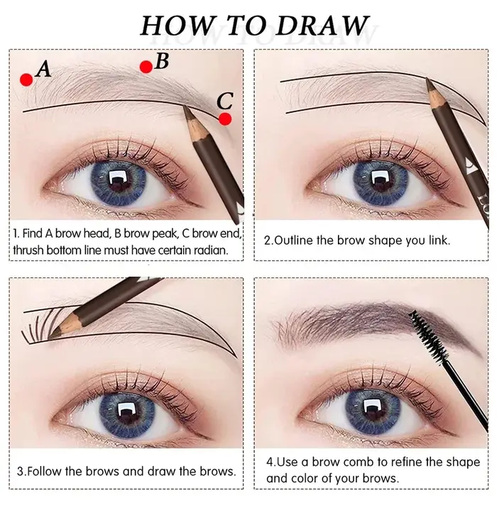 Crayon à sourcils professionnel imperméable pour femmes