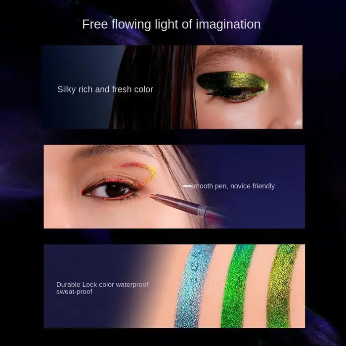 Crayon Gel Eyeliner Kaleidos Imperméable Couleur Caméléon Longue Tenue Pailleté Métallique Stylo Yeux Haute Pigmentation Fard à Paupières