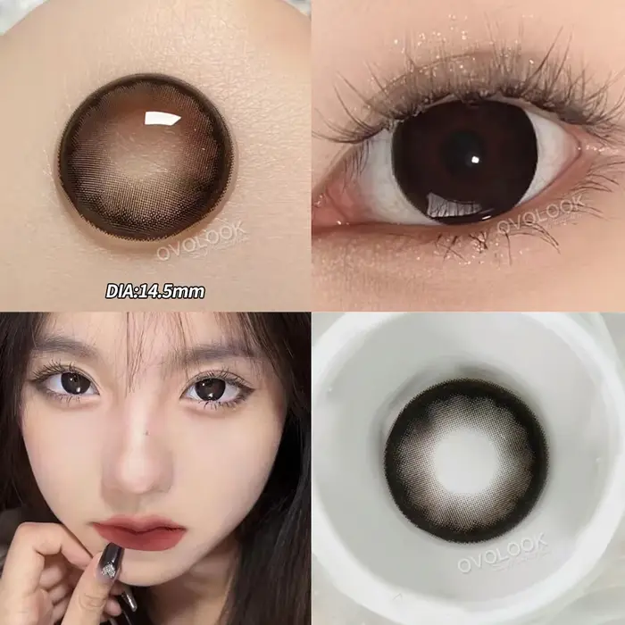 2 pièces/paire de lentilles de contact colorées brunes pour les yeux
