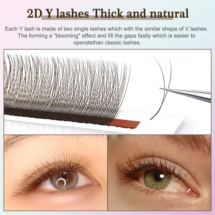 Mix 8-12/8-15mm brun extension de cils 2D forme V faux