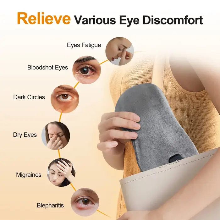 Masque oculaire chauffant sans fil avec massage par vibration électrique