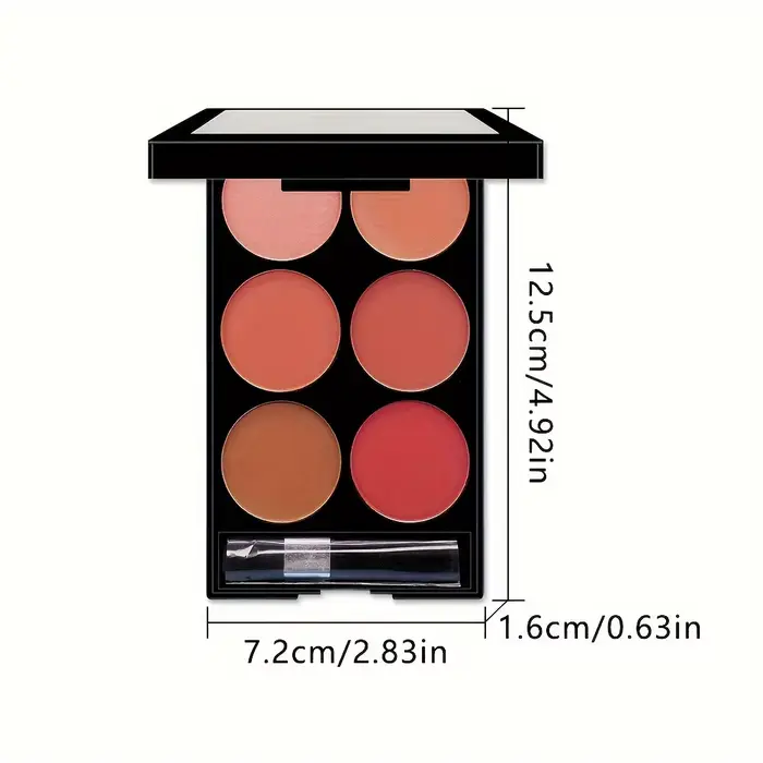 Palette tout-en-un de fard à joues et de contour de 6 couleurs