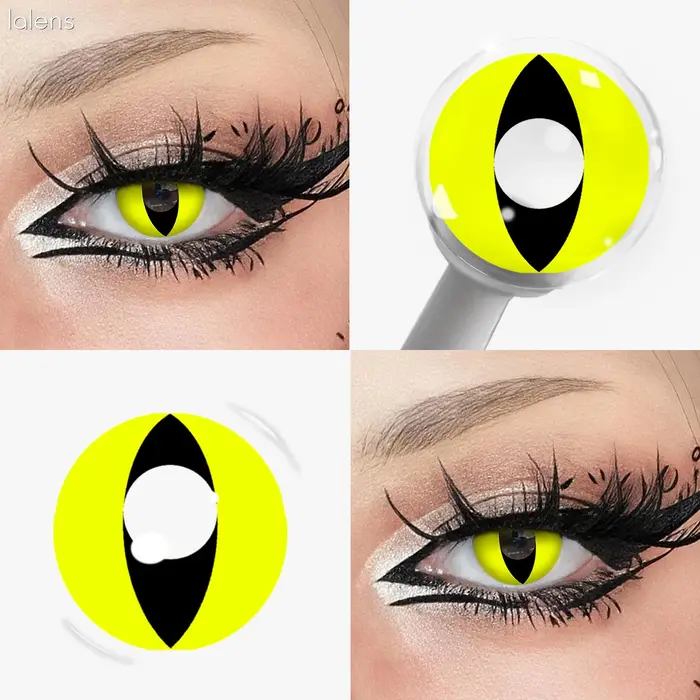 Lalens 1/2 paires de lentilles de contact colorées œil de chat 14,0 mm pour pupille petite, lentilles colorées pour cosplay d'anime, fêtes, jeux de rôle, beauté des yeux