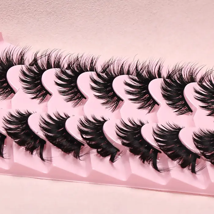 7 paires de faux cils œil de chat dramatiques-cils d'aspect naturel allongé