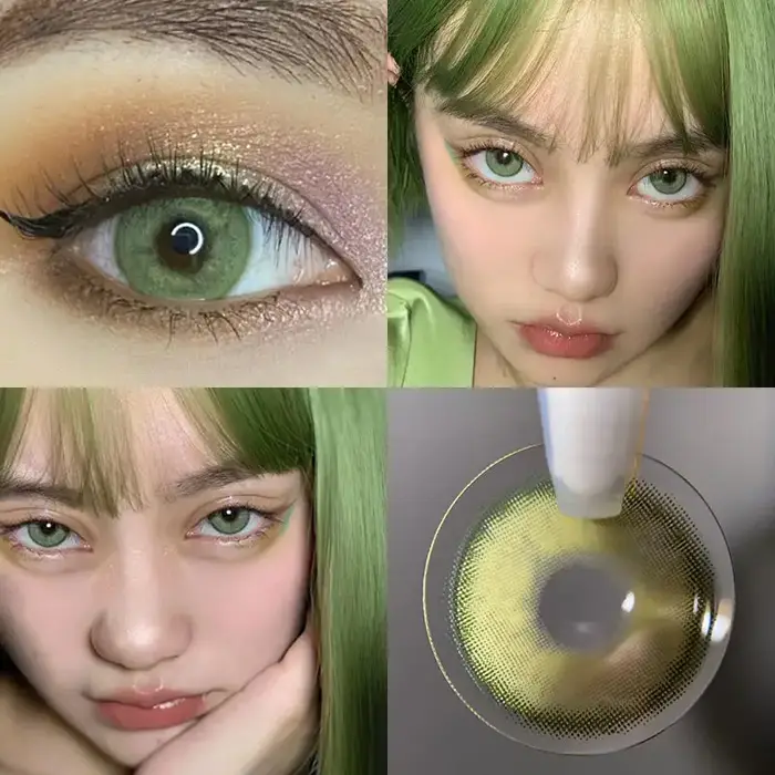 Lentilles de contact vertes pour les yeux beauté élève myopie puissance: -1 à -8 dioptries