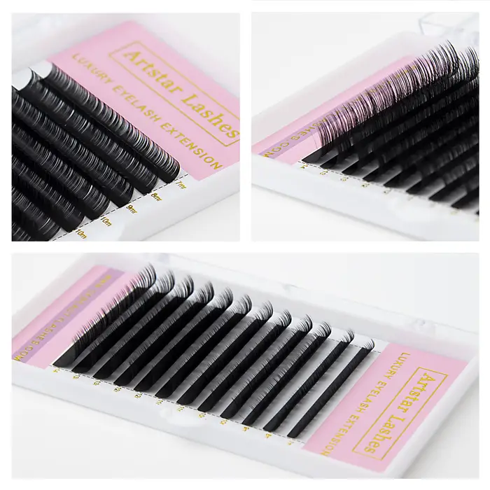 ARTSTAR 12 rangées/plateau faux cils J B Curl 6-20mm Extensions de cils noir mat outil de maquillage