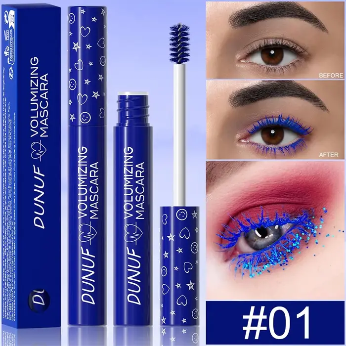 Mascara à cils coloré 5D en Fiber de soie, Extension de cils allongeant, violet, bleu, blanc, maquil