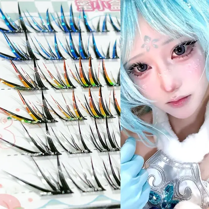 Cils Manga Colorés Inclinés Mixiaohe avec Queue Relevée et Allongée