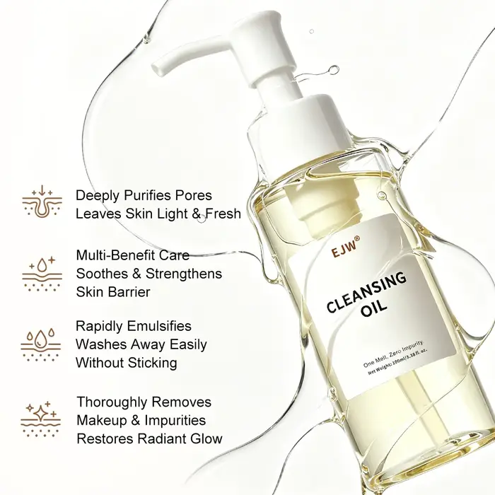 Huile nettoyante pour le visage, démaquillant doux, émulsionne et dissout rapidement le maquillage, nettoie en profondeur les pores et élimine les points noirs.