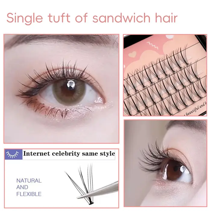 Anlinnet 60 bouquets de cils en forme de sandwich