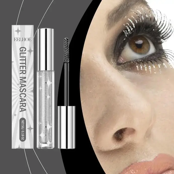 Mascara pailleté à sequins argentés, séchage rapide, longue tenue, waterproof, recourbant, épaississ