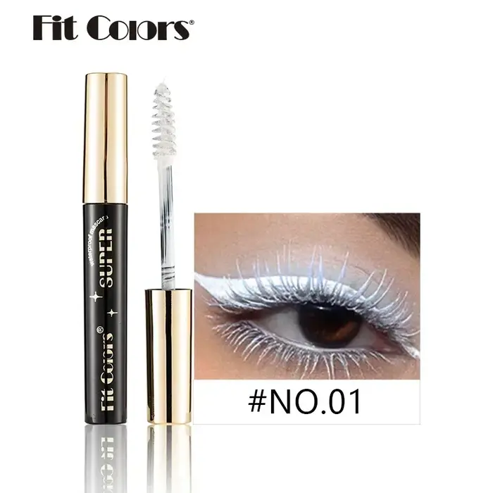 Mascara de couleur 14 boucles épaisses, imperméable, sans taches, naturel, longue durée, bleu, blanc