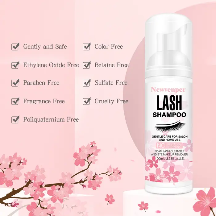 Shampoing pour cils 100ML + brosse et baguette de Mascara nettoyage moussant pour les paupières