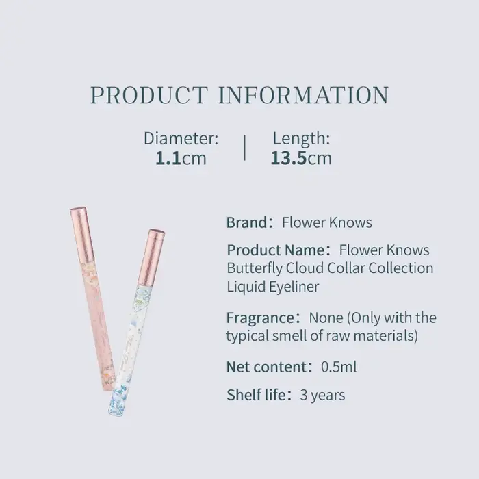 Flower Knows Butterfly Cloud Collar Collection Eyeliner Liquide, Noir, Marron, Lisse, Pas facile à t