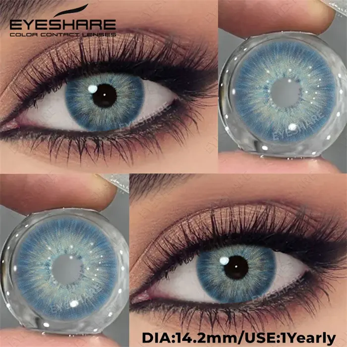 EYESHARE 2 pièces Grya yeux bruns lentilles de Contact couleur naturel confortable bleu