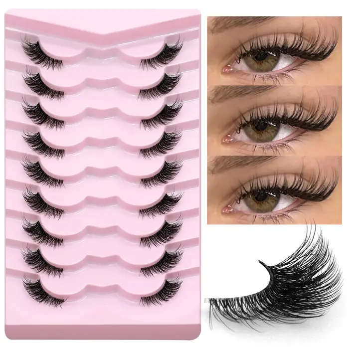 GROINNEYA Demi-cils cils pour les yeux de chat naturel