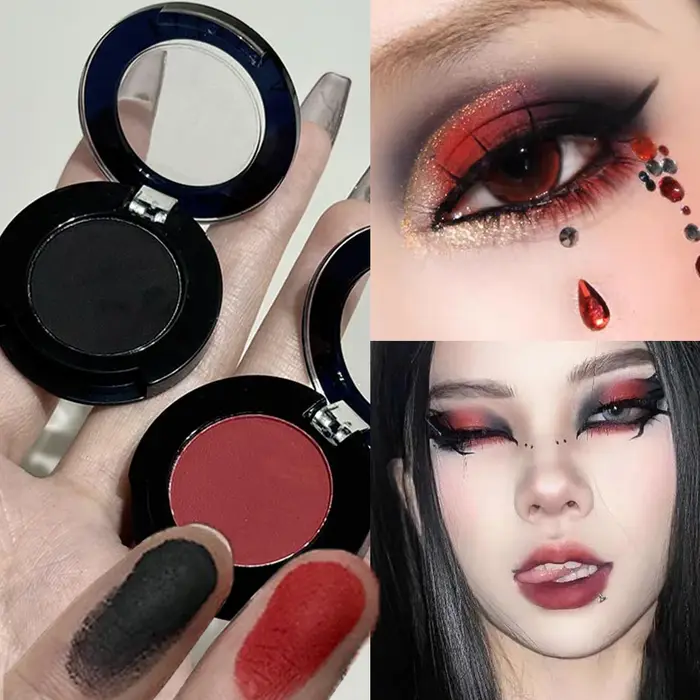 Punk fumé rouge noir ombre à paupières Palette imperméable gothique mat bleu fard