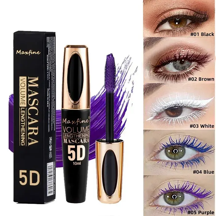 Mascara 5D Épaississant, Allongeant et Courbant, Imperméable et Résistant à la Transpiration, Effet Longue Durée 24h Sans Bavures, Outils de Maquillage