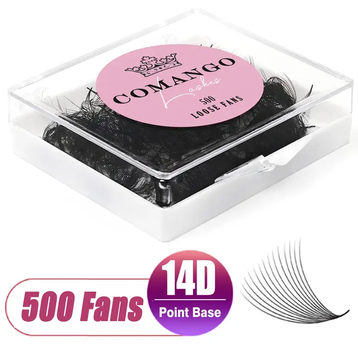 500 ventilateurs Promade Fans Extension de cils en vrac 3/6/7/10/12/14/16D tige pointue 0.05/0.07 C/D Curl venti