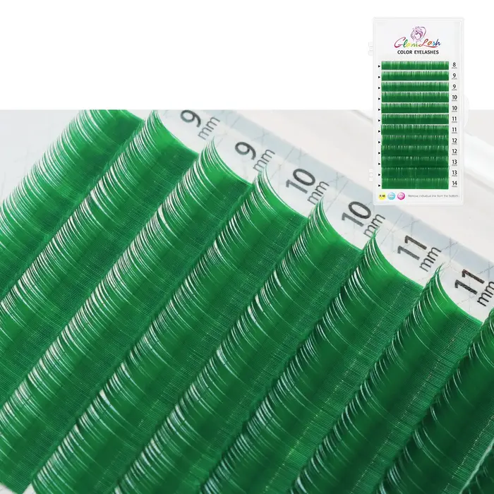 GLAMLASH cils colorés bleu lac/lavande/cannelle/vert foncé/gris Matcha Extension de faux