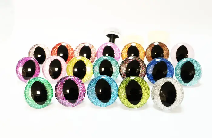 10 paires/lot d'yeux de chat 3D transparents de 10 mm à 30 mm, pupille noire, yeux d'animal de jouet avec rondelle de fixation - Option de taille et de couleur --N19