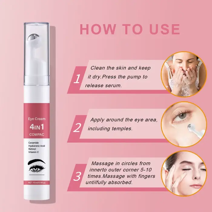 Crème pour les yeux 4 en 1 de 15 ml – Réduit les ridules