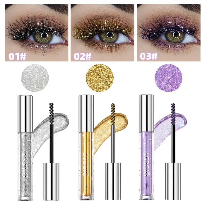 Mascara à paillettes violettes