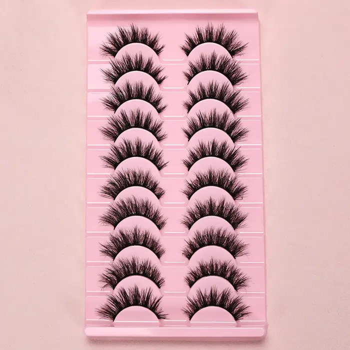 10 paires de faux cils 3D moelleux, épais et dramatiques, réutilisables, aspect confortable, pour fê