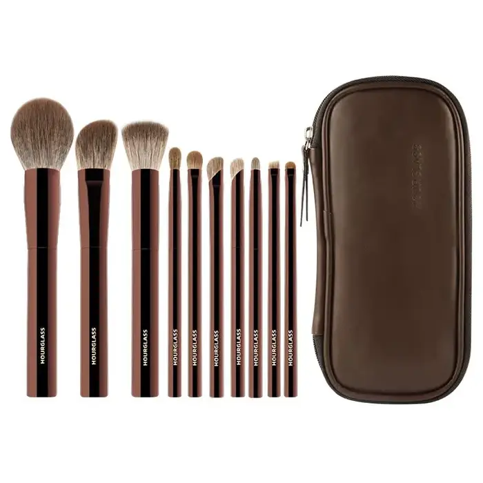 Ensemble de pinceaux de maquillage sablier 10 fards à paupières doux et pratiques