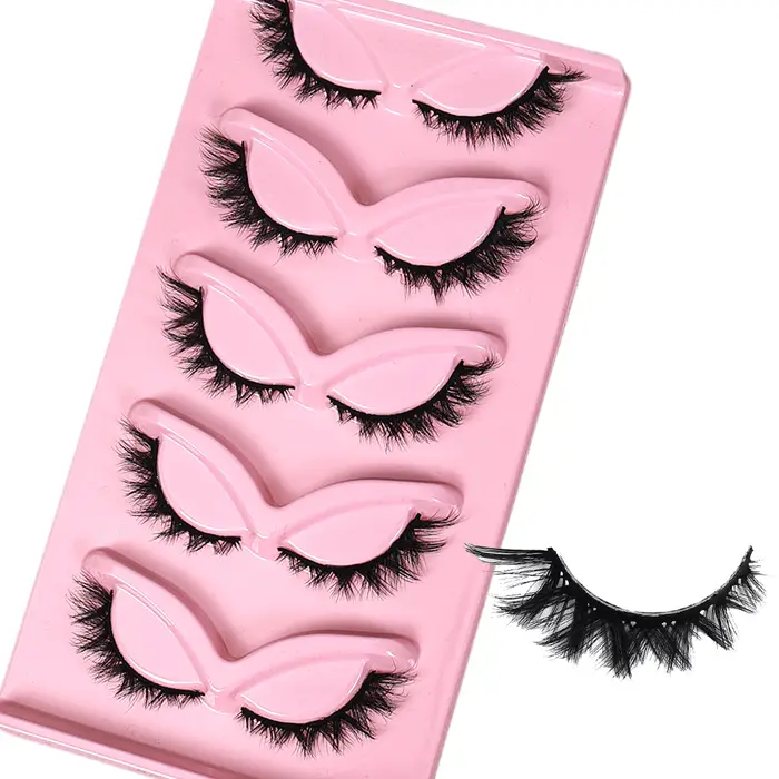 5 paires de faux cils œil de chat en faux vison