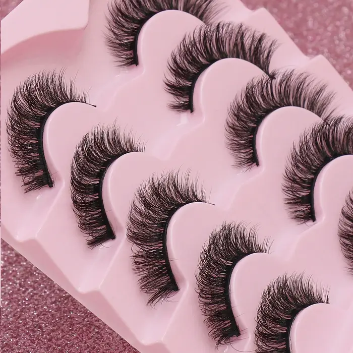 5 paires de cils yeux de chat Faux
