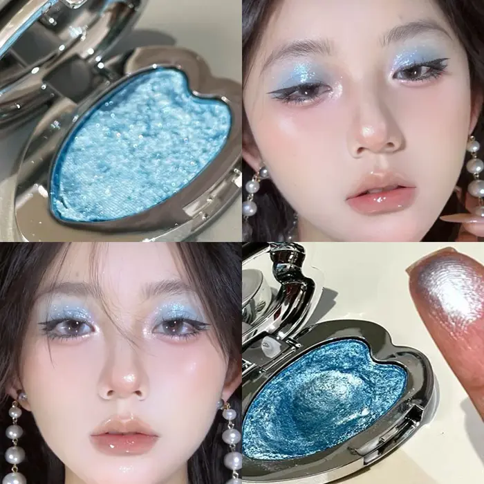 Palette de fards à paupières métalliques bleu nacré