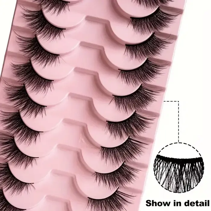 10 paires de cils épais effet œil de chat