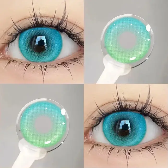 KSSEYE 2 pièces Cosplay Anime lentilles de Contact colorées pour les yeux élèves verts avec myopie