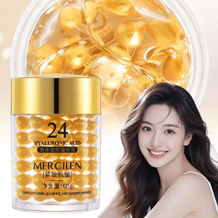 1/2PCS Mercilen Crème pour les yeux à l'acide hyaluronique 24K Or