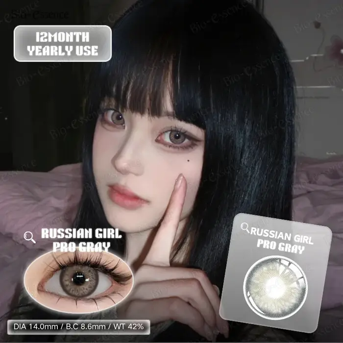 Bio-essence 1 Paire de Lentilles de Contact Colorées Grises