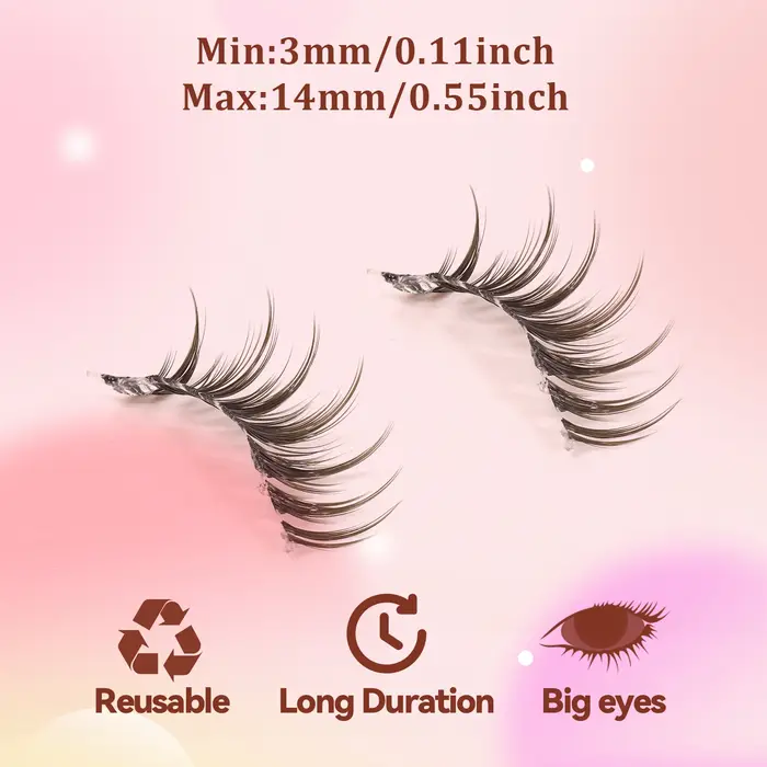 7 paires de faux cils brun foncé