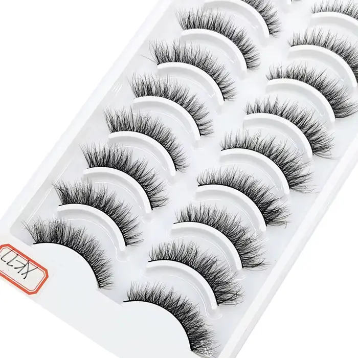 Extension de faux cils en vison, naturels, longs, faits à la main, volume 3d, maquillage, 10 paires,
