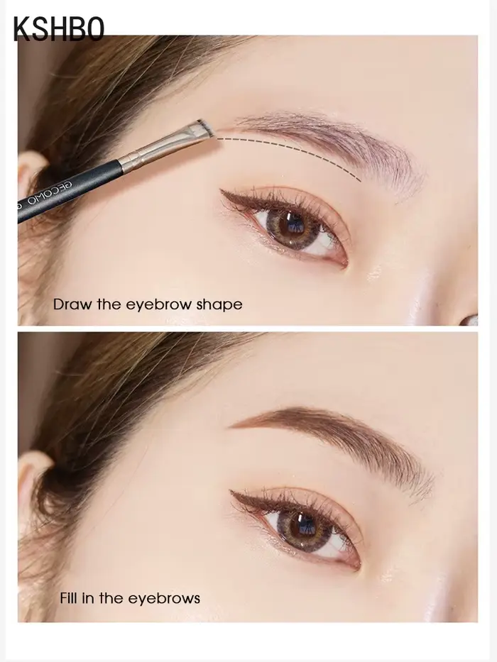 KSHBO Eyeliner brosse à sourcils ne mange pas de poudre facile à guérir la main lame tête plate circulaire Arc réparation des yeux pinceau de maquillage