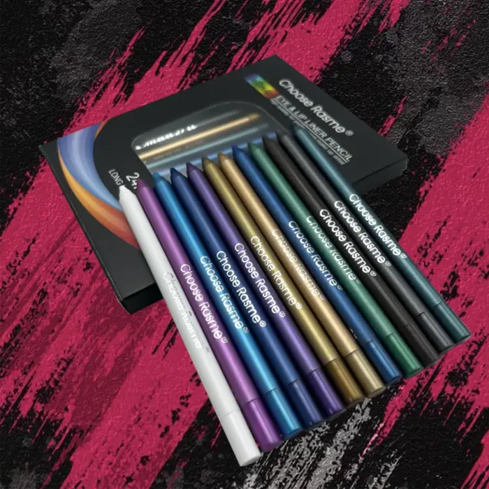 Ensemble de 12 stylos Eyeliner imperméables avec effets scintillants
