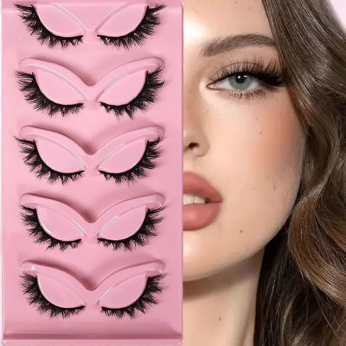 5 paires de faux cils œil de chat en faux vison